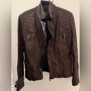 All Saints Brown/red Leather Jacket